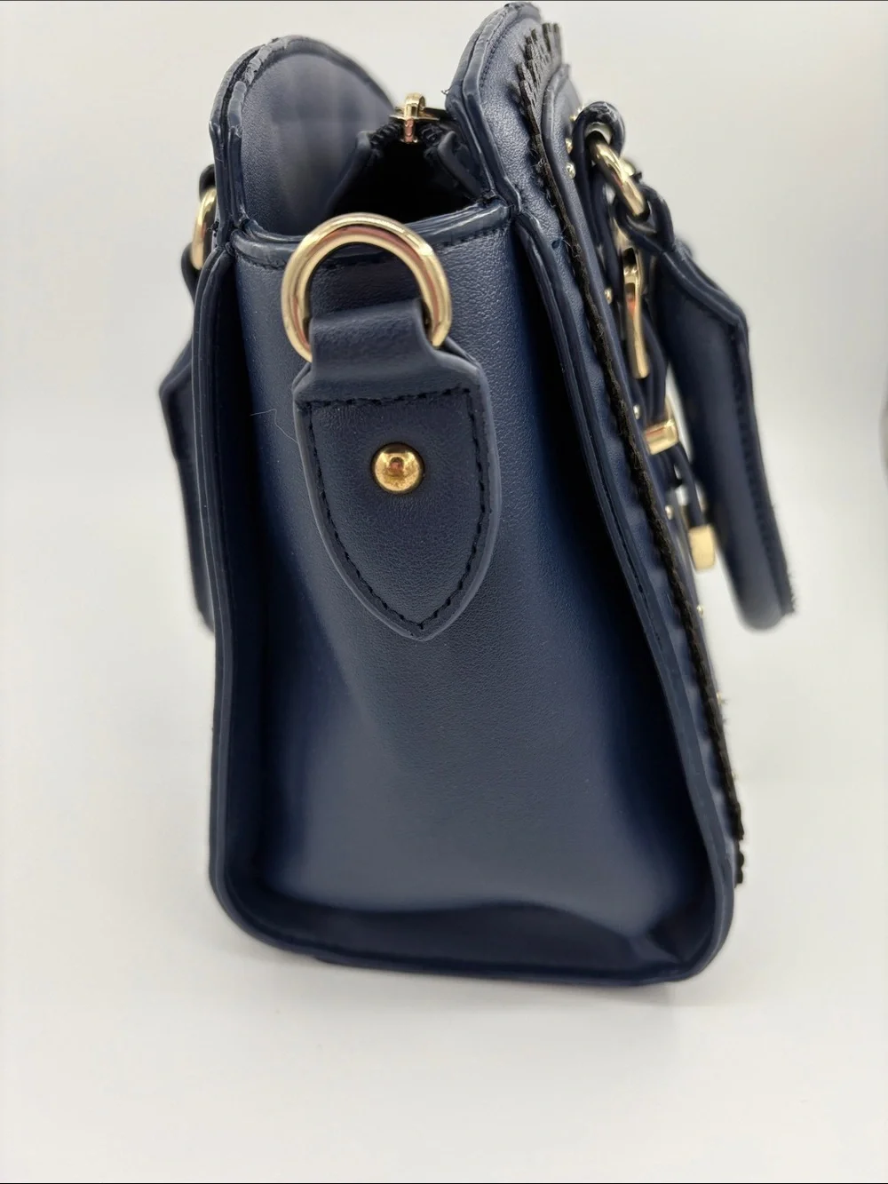 axes femme Navy Satchel with Gold Accents no strap